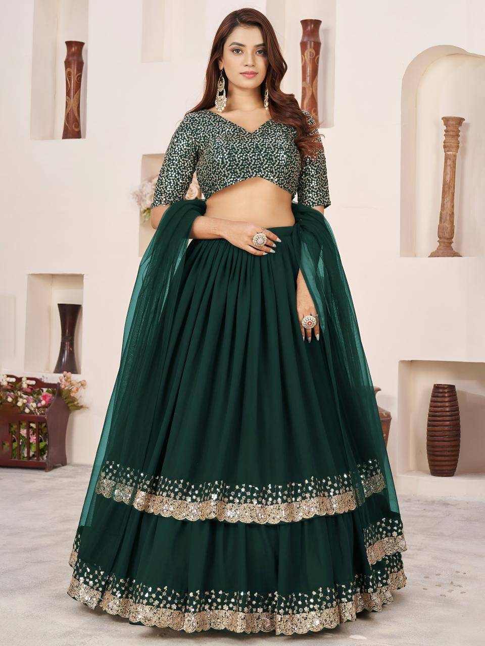 Anchal vol 2 Georgette Green Lehenga choli manufacturers in Mumbai